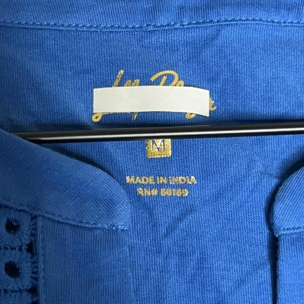 Lilly Pulitzer Isaac Knit Tank Top‎ Womens M Blue Ladder Lace Sleeveless V-Neck - Picture 4 of 5